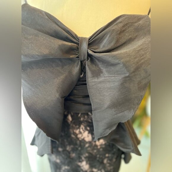 Badgley Mischka Lace Dress with Bow Detail - Picture 5 of 12